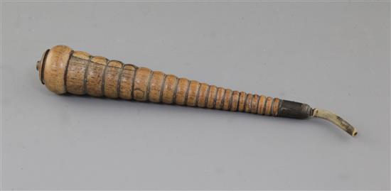 A George III rosewood wig powdering carrot, 11.5in., see Pinto plate 395 for a similar example